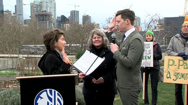 Councilmember-elect Andrew J. Lewis takes Oath of Office at UpGarden P-Patch