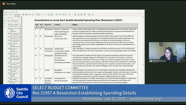 Select Budget Committee Session I 7/15/20