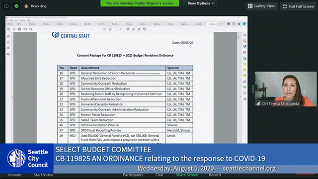 Select Budget Committee Session I 8/5/20