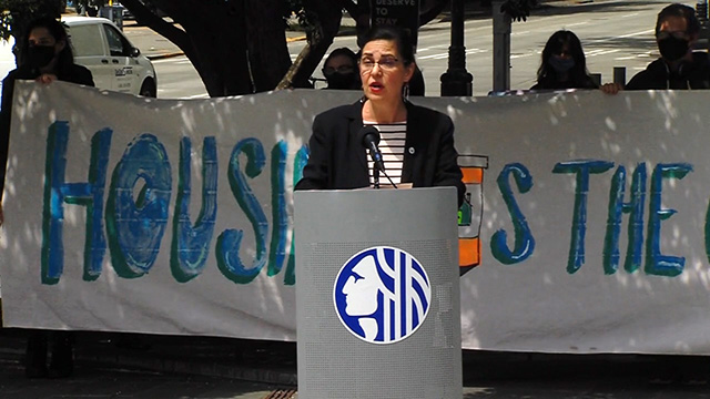 Councilmember Morales & others rally for enhanced eviction protections